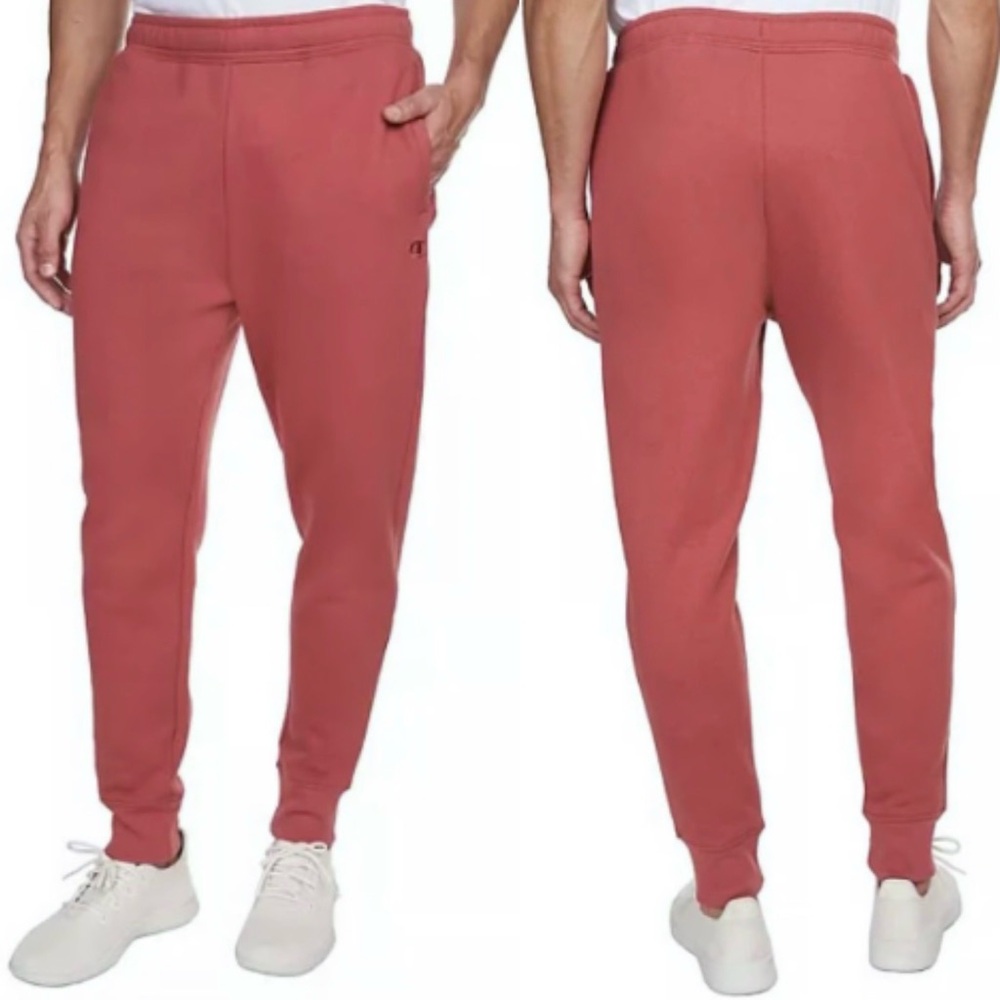 Champion Jogger Fleece Pants Inner Drawcord Pockets Embroidered Logo Stretch - Picture 2 of 15